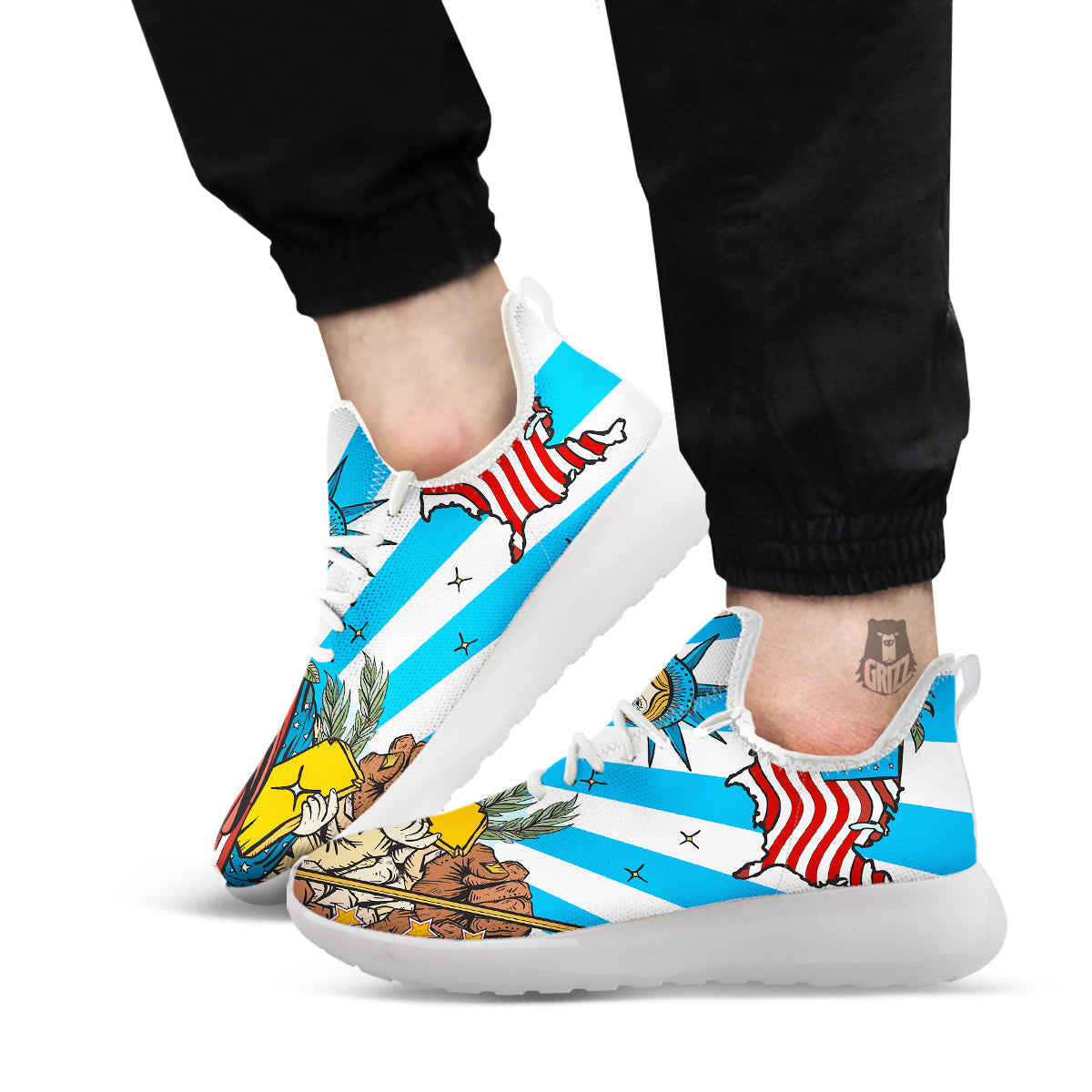 Statue Of Liberty USA Print White Athletic Shoes-grizzshop