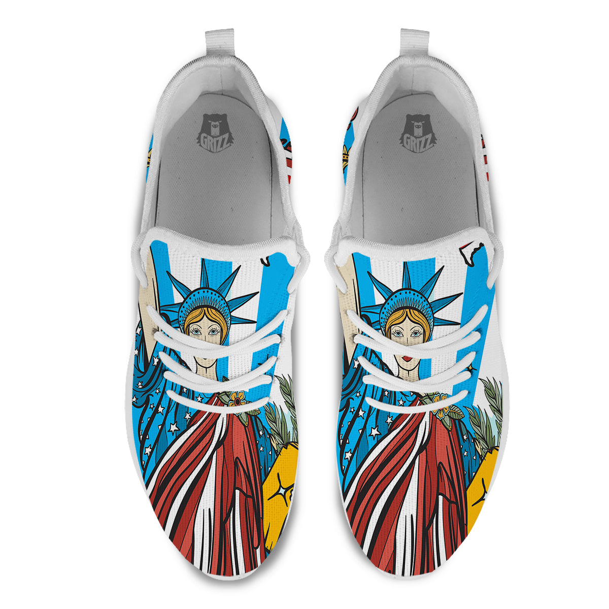 Statue Of Liberty USA Print White Athletic Shoes-grizzshop