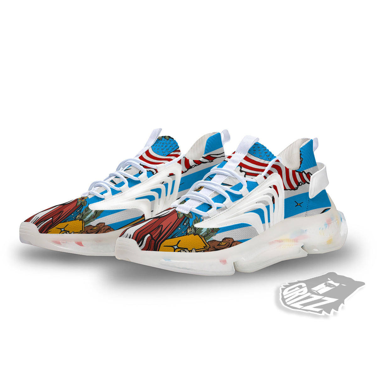 Statue Of Liberty USA Print White Gym Shoes-grizzshop