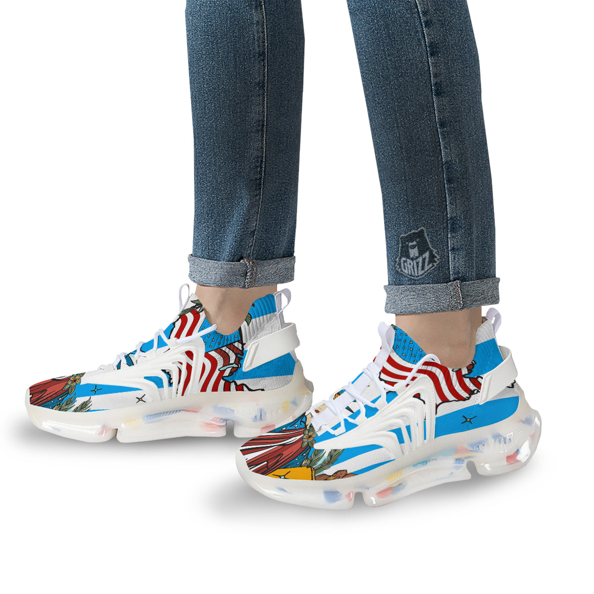 Statue Of Liberty USA Print White Gym Shoes-grizzshop