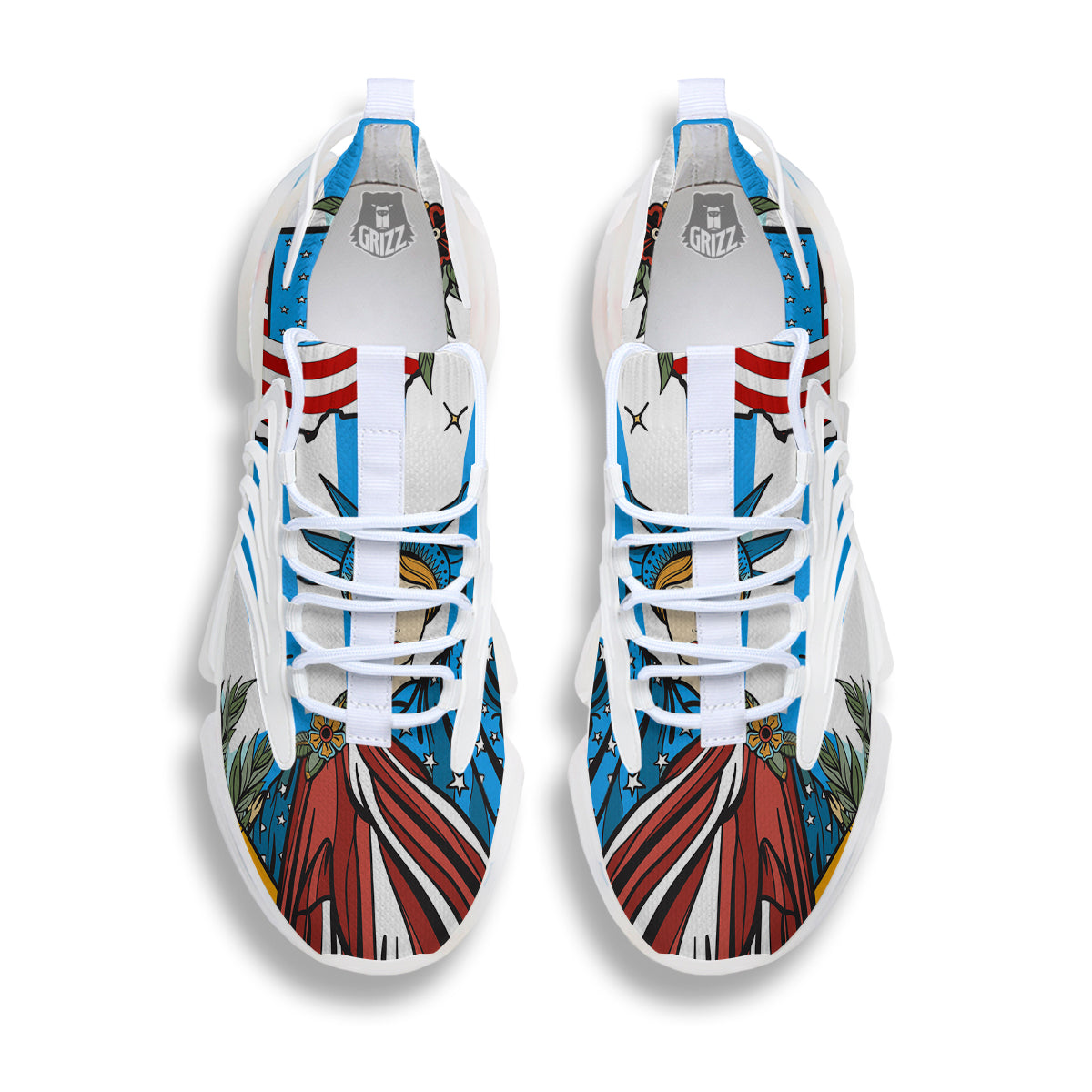 Statue Of Liberty USA Print White Gym Shoes-grizzshop