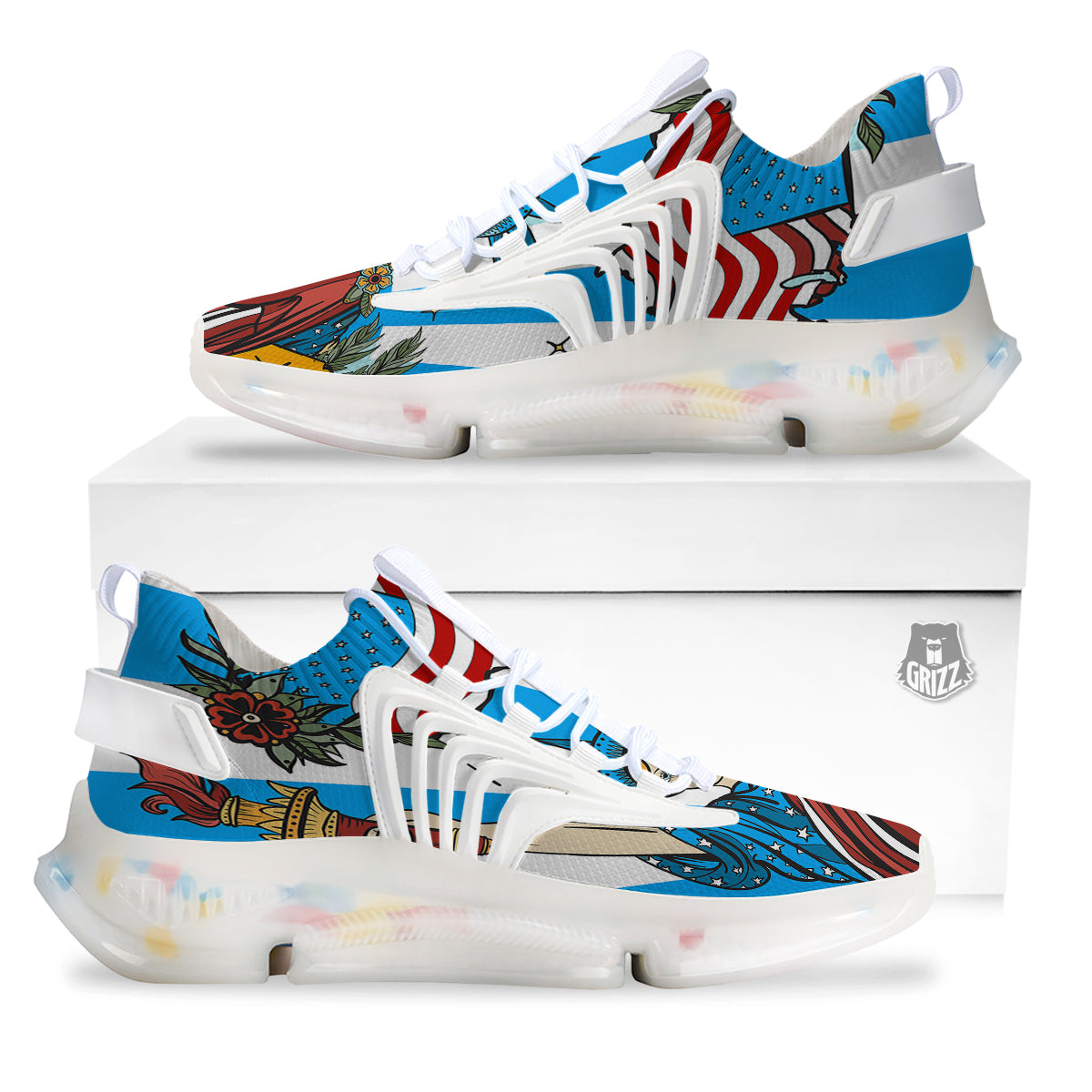 Statue Of Liberty USA Print White Gym Shoes-grizzshop