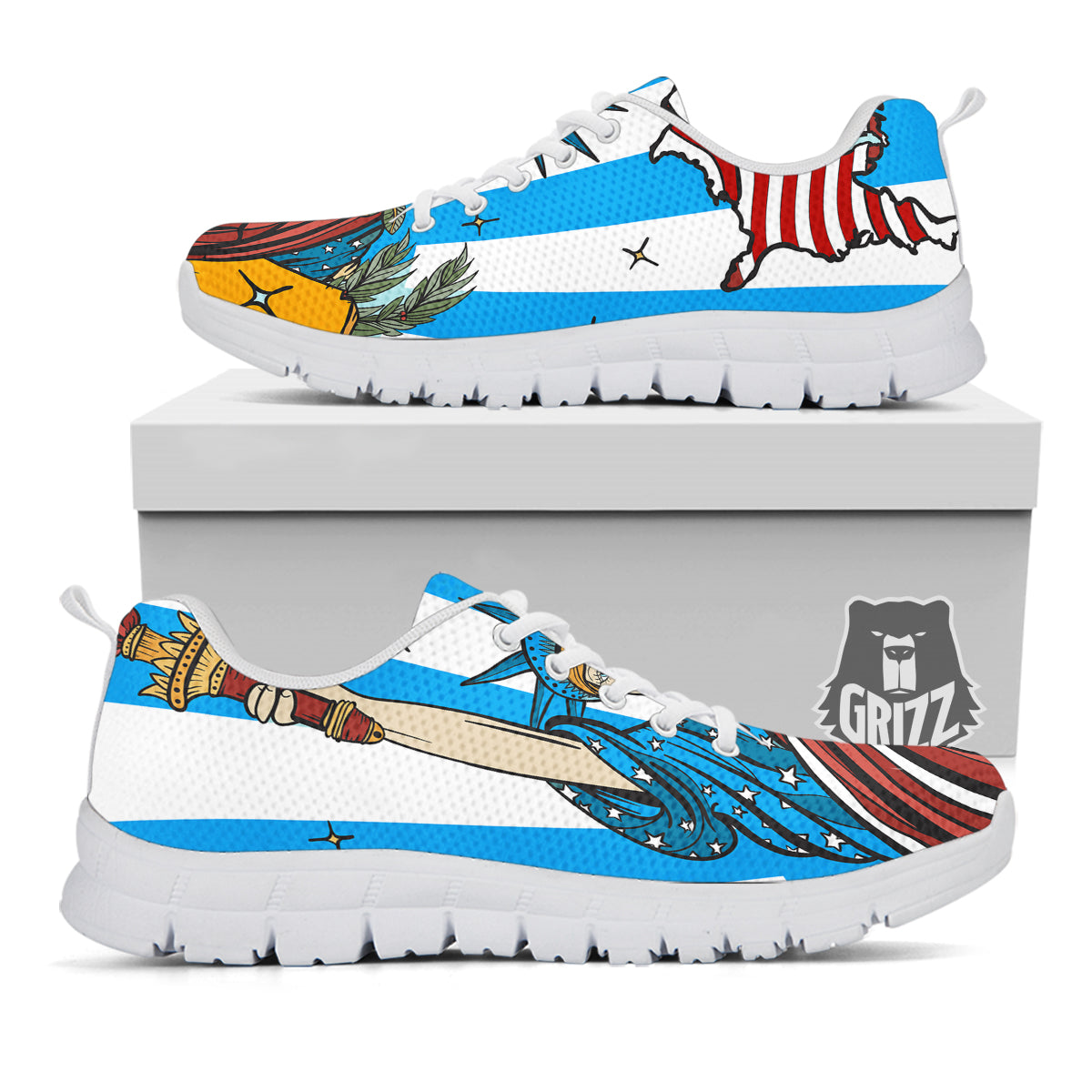 Statue Of Liberty USA Print White Sneaker-grizzshop