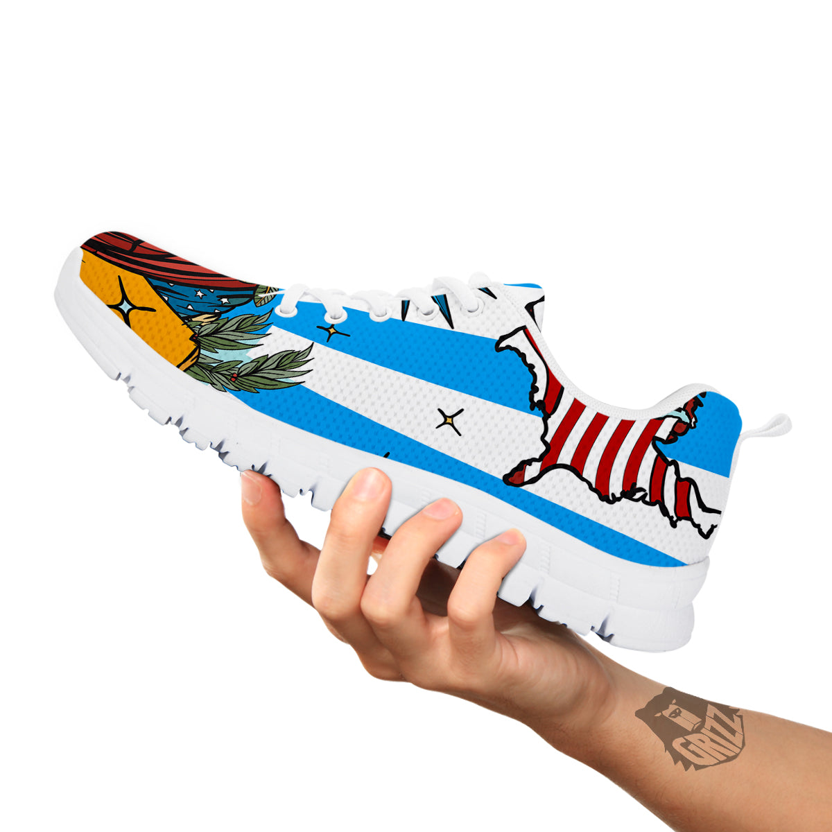 Statue Of Liberty USA Print White Sneaker-grizzshop