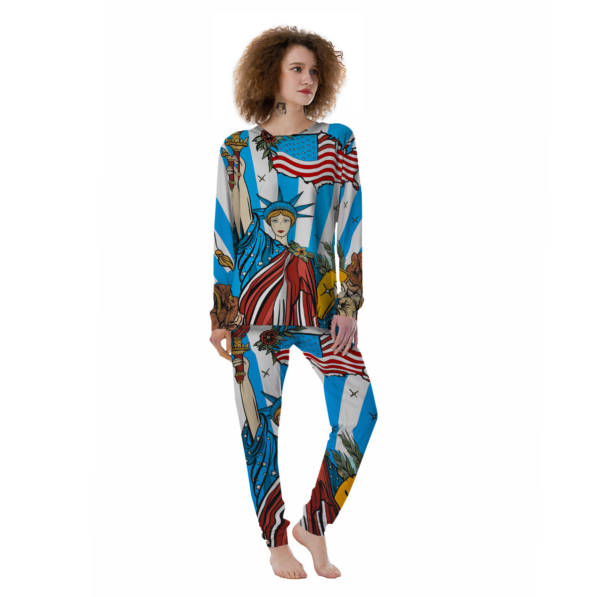 Statue Of Liberty USA Print Women's Pajamas-grizzshop