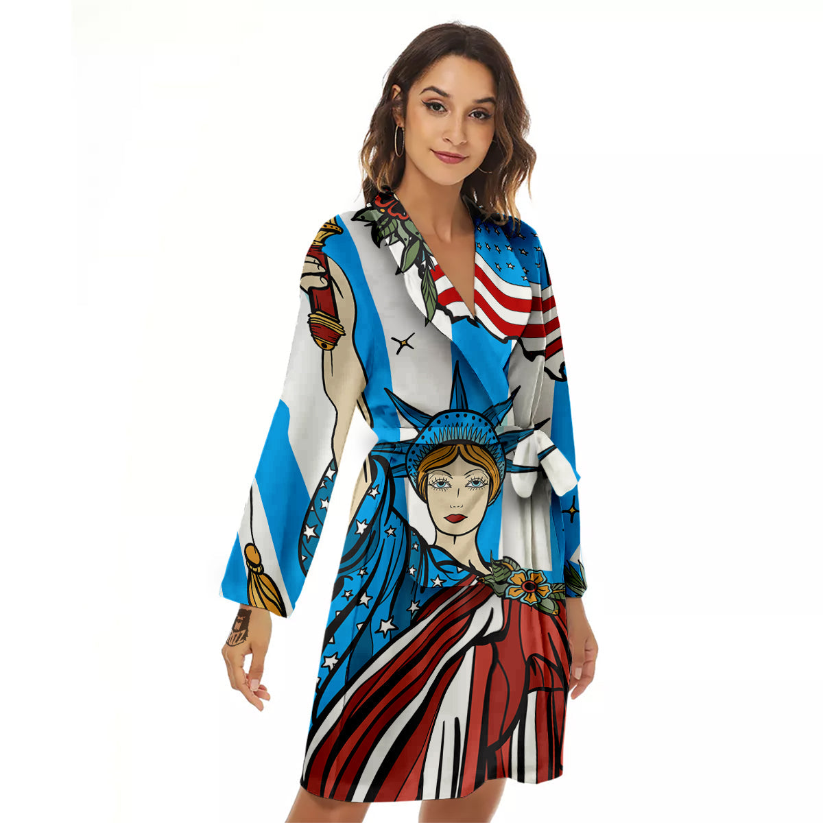 Statue Of Liberty USA Print Women's Robe-grizzshop