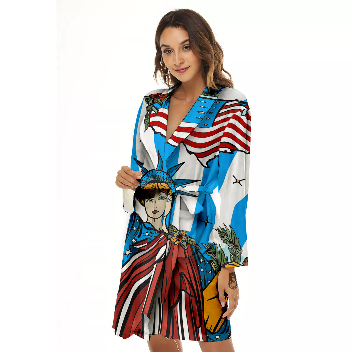 Statue Of Liberty USA Print Women's Robe-grizzshop