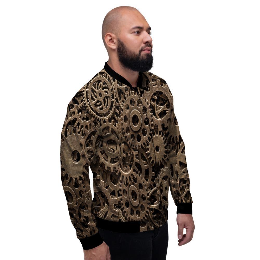 Steampunk Brass Gears And Cogs Print Men's Bomber Jacket-grizzshop
