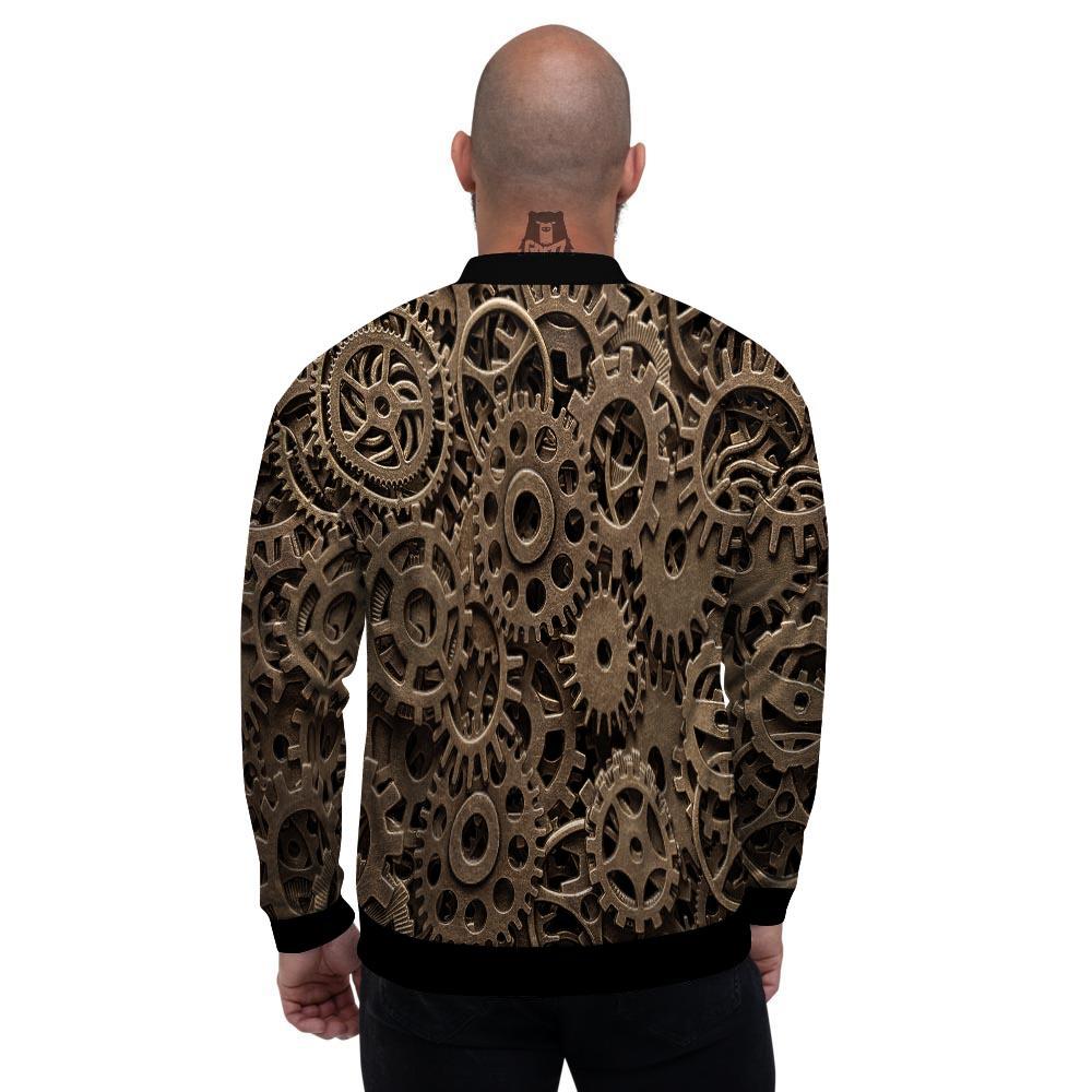 Steampunk Brass Gears And Cogs Print Men's Bomber Jacket-grizzshop