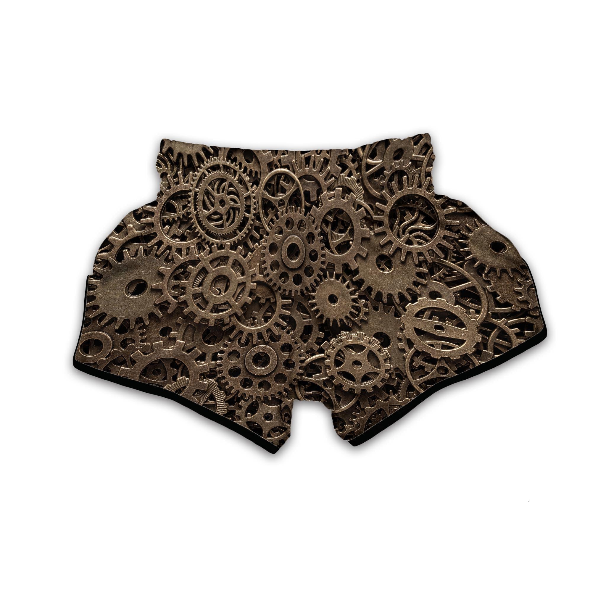 Steampunk Brass Gears And Cogs Print Muay Thai Boxing Shorts-grizzshop