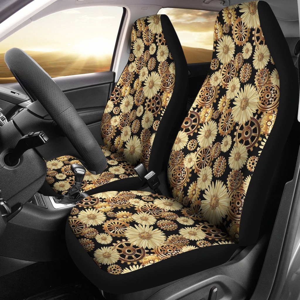 Steampunk Floral Pattern Print Car Seat Cover-grizzshop