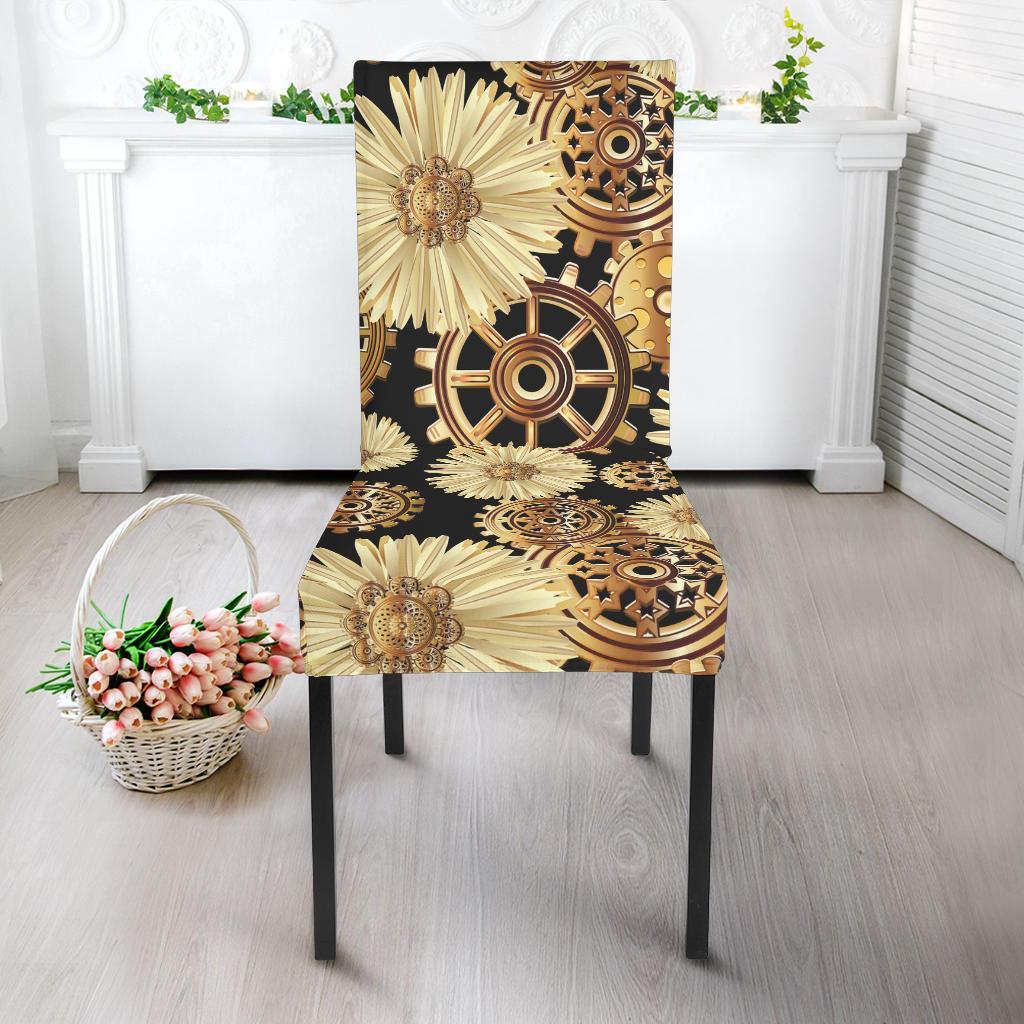 Steampunk Floral Pattern Print Chair Cover-grizzshop