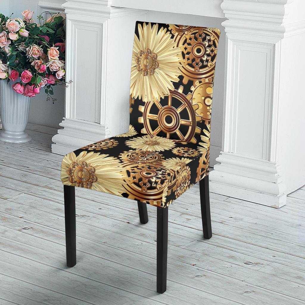 Steampunk Floral Pattern Print Chair Cover-grizzshop