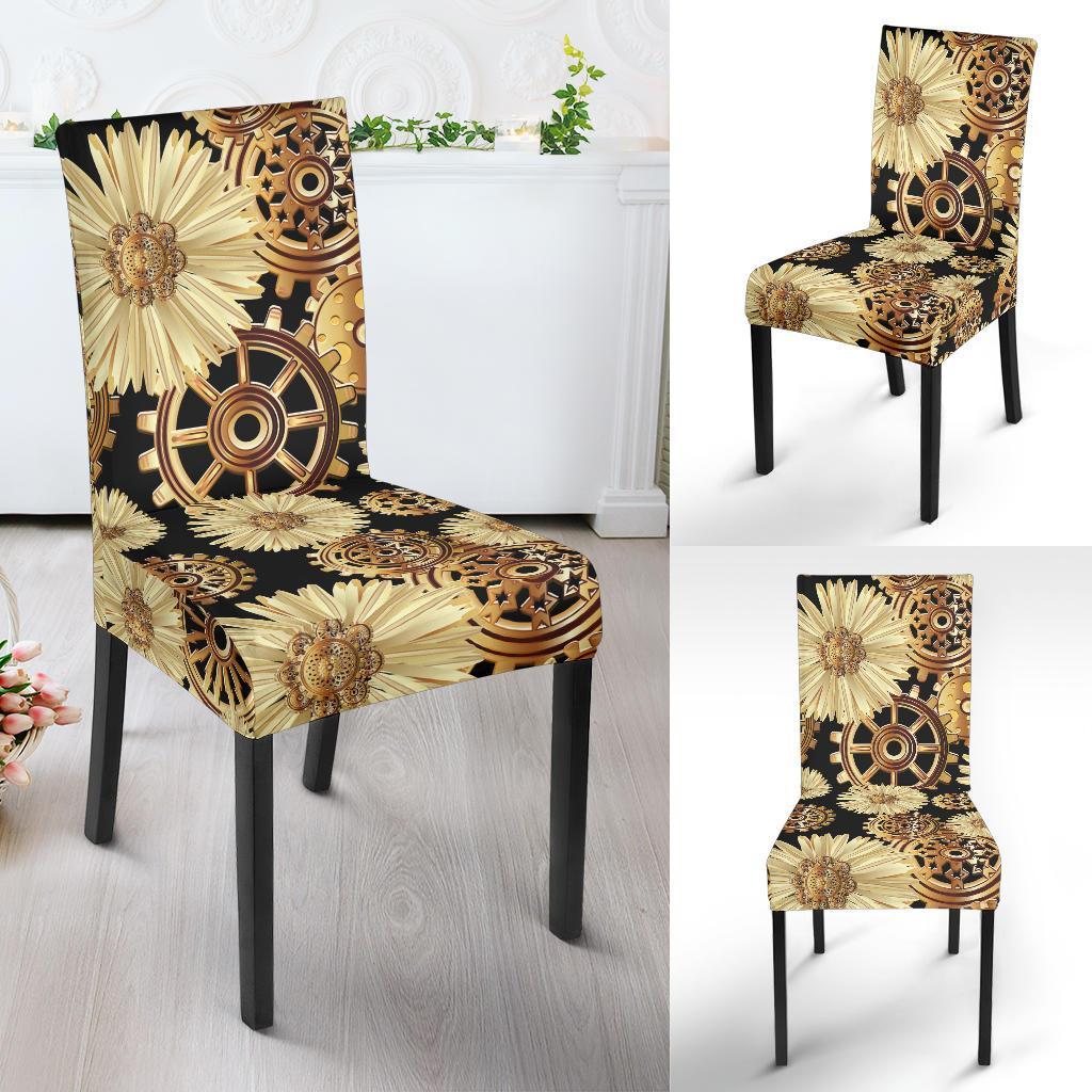 Steampunk Floral Pattern Print Chair Cover-grizzshop