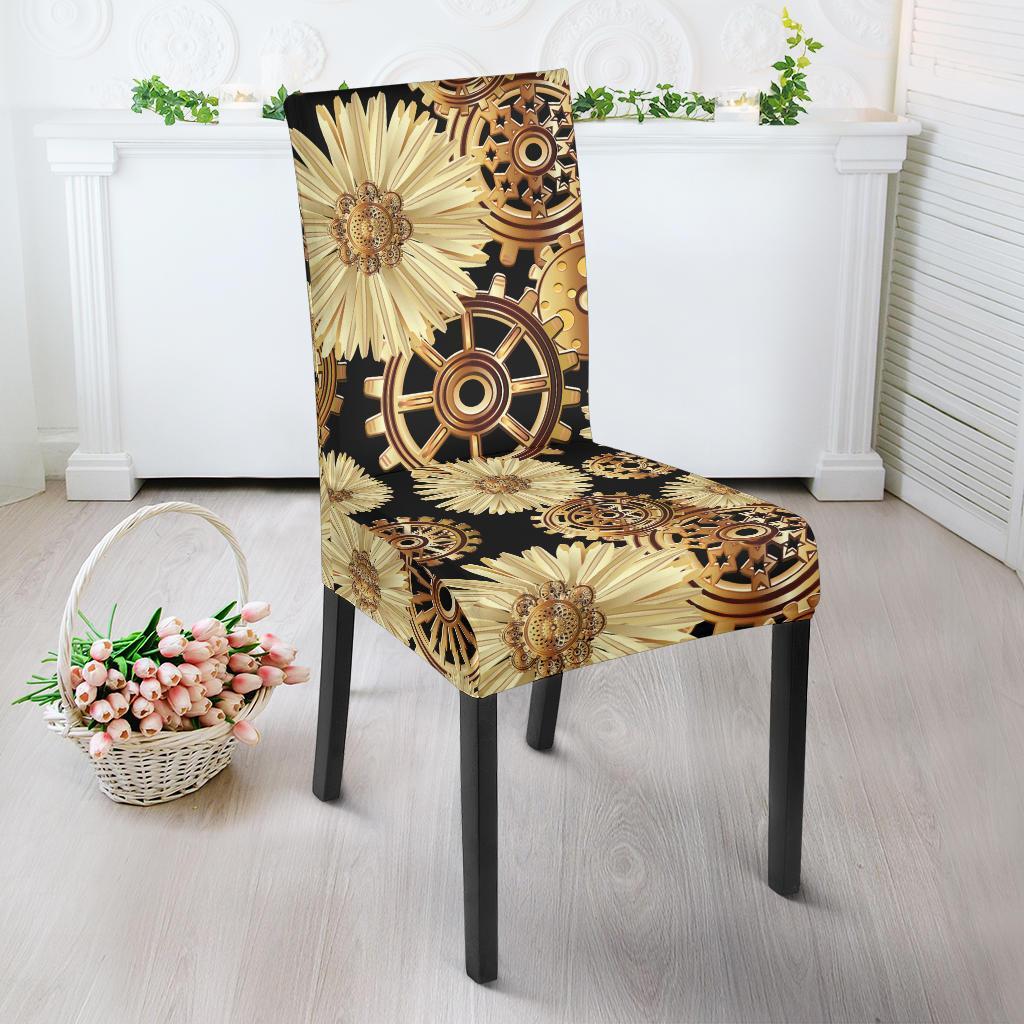 Steampunk Floral Pattern Print Chair Cover-grizzshop