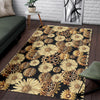 Steampunk Floral Pattern Print Floor Mat-grizzshop