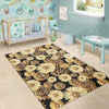 Steampunk Floral Pattern Print Floor Mat-grizzshop