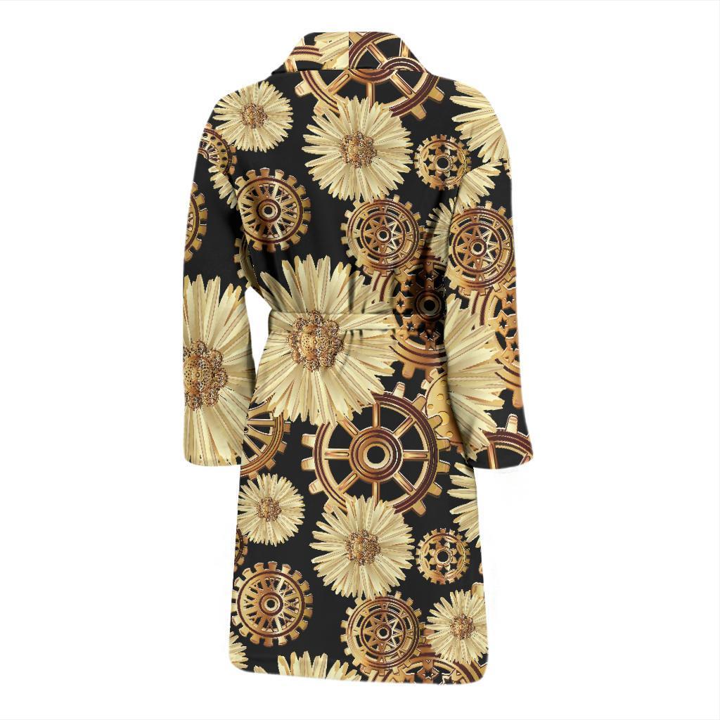 Steampunk Floral Pattern Print Men Long Robe-grizzshop