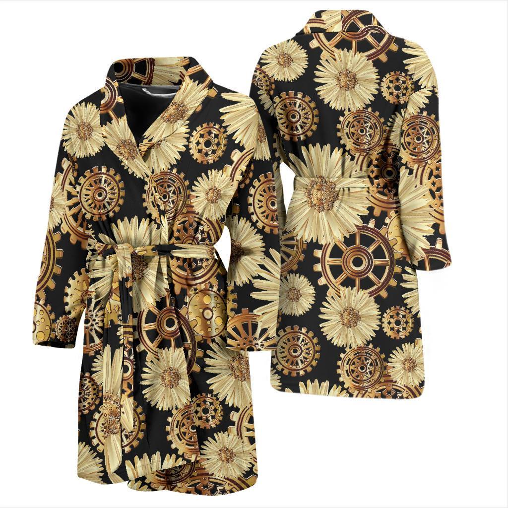 Steampunk Floral Pattern Print Men Long Robe-grizzshop