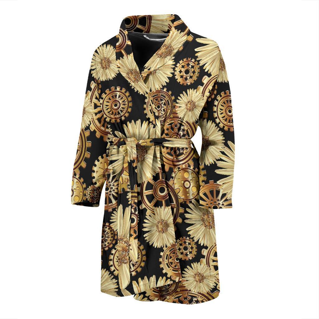 Steampunk Floral Pattern Print Men Long Robe-grizzshop