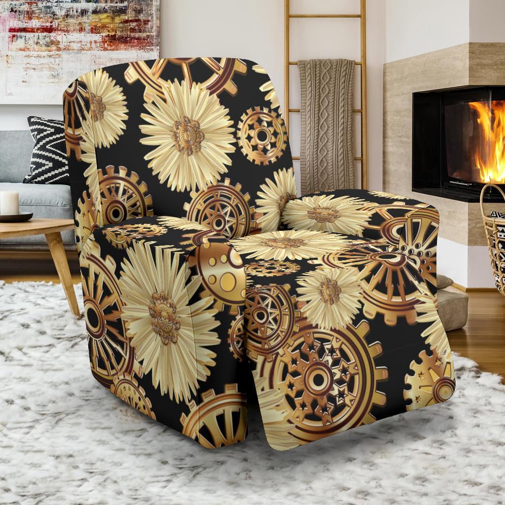 Steampunk Floral Pattern Print Recliner Cover-grizzshop