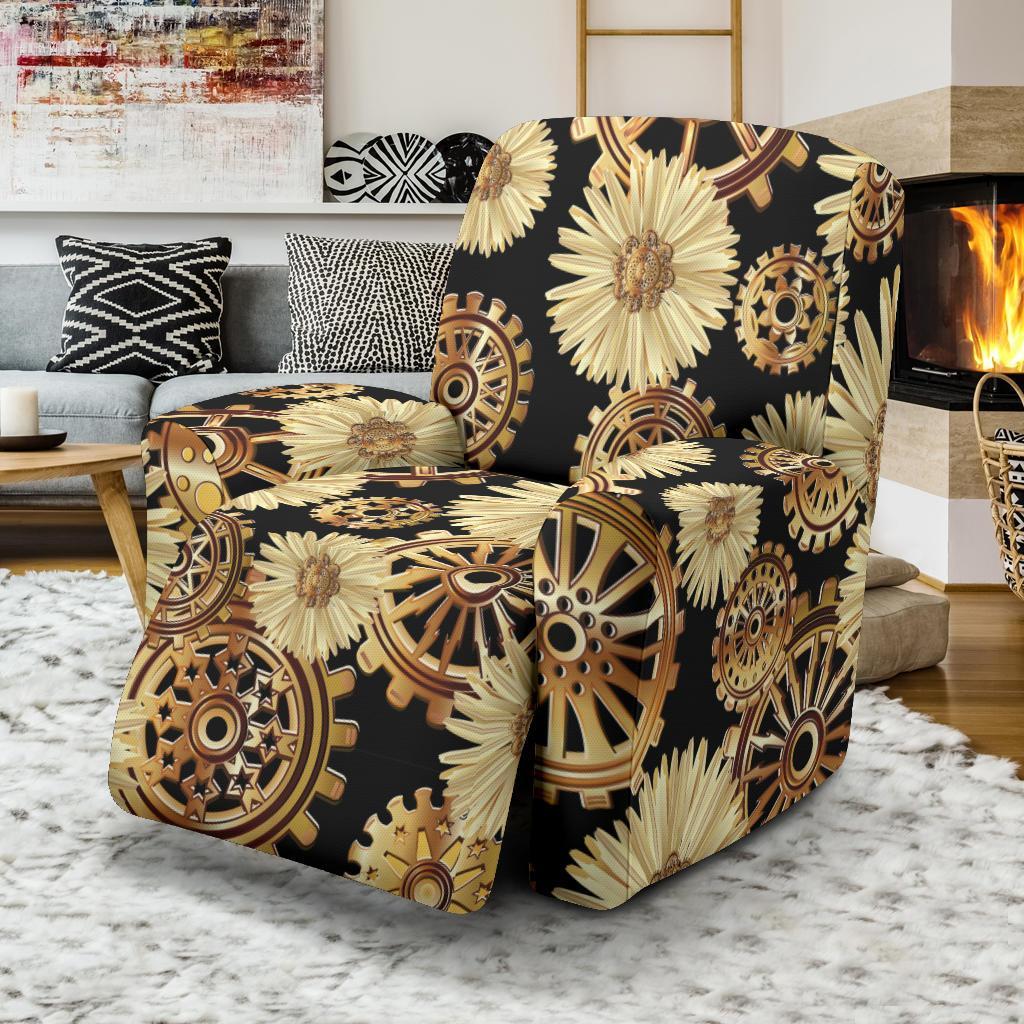 Steampunk Floral Pattern Print Recliner Cover-grizzshop