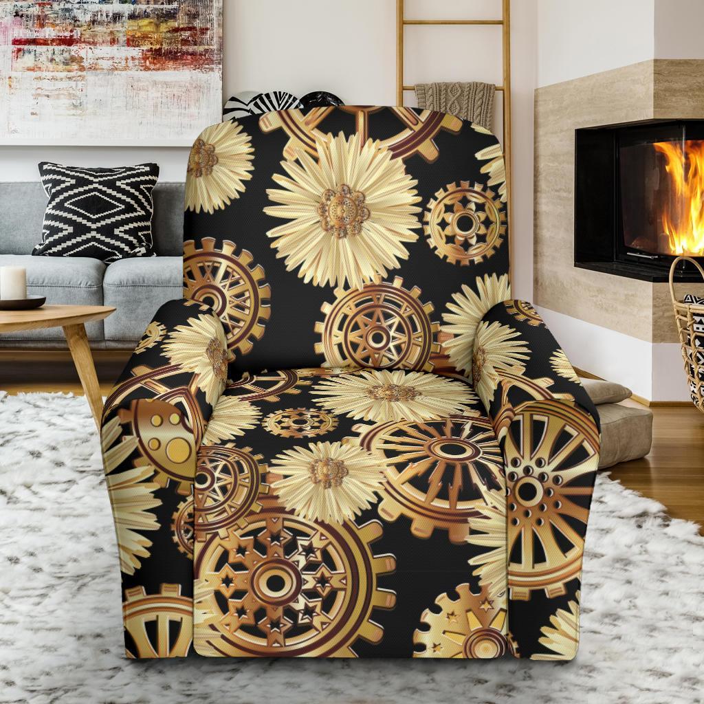 Steampunk Floral Pattern Print Recliner Cover-grizzshop