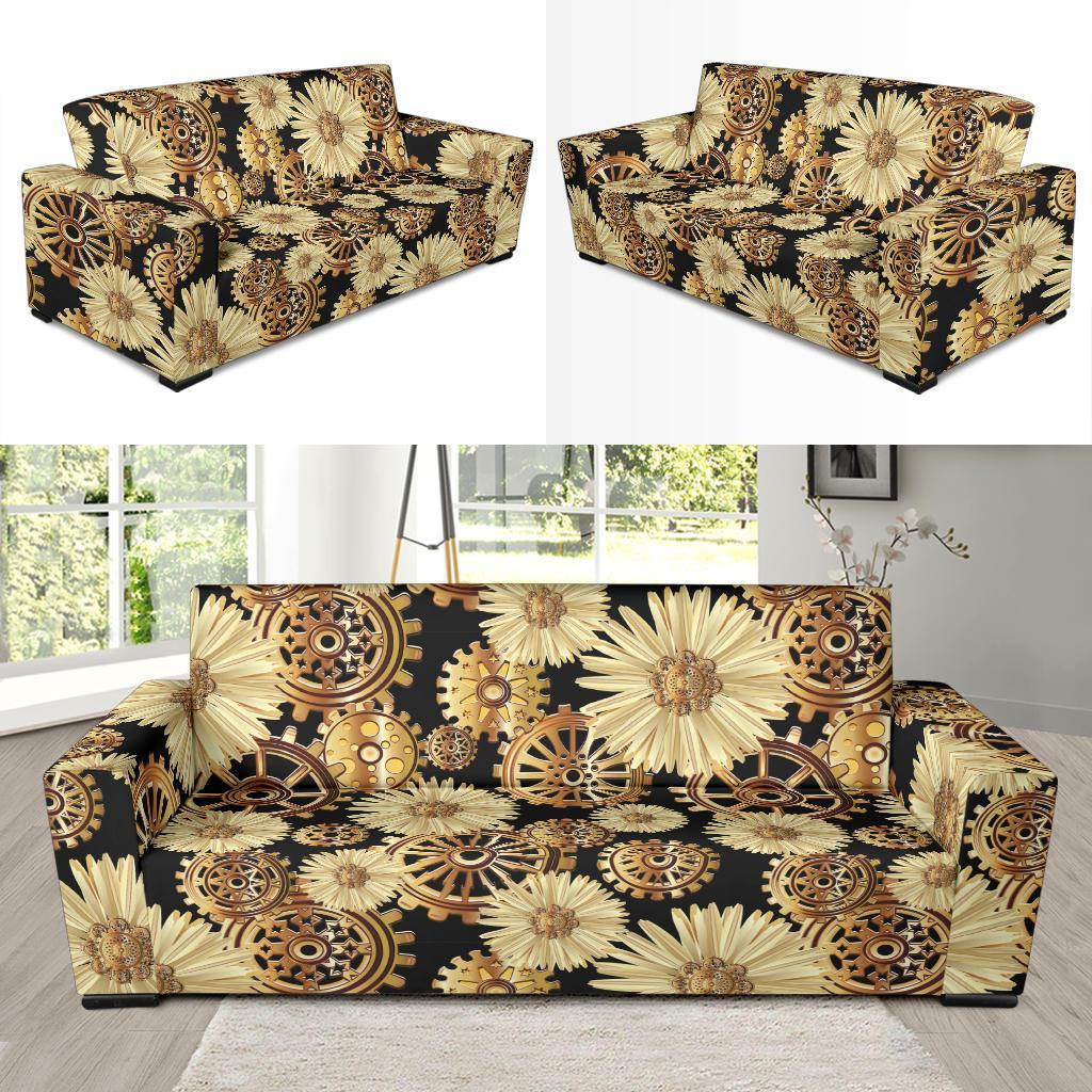 Steampunk Floral Pattern Print Sofa Covers-grizzshop