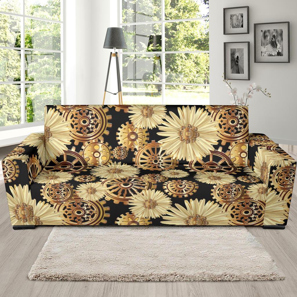 Steampunk Floral Pattern Print Sofa Covers-grizzshop