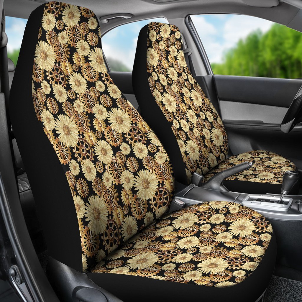 Steampunk Floral Pattern Print Universal Fit Car Seat Cover-grizzshop