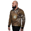 Steampunk Gears Clock Print Men's Bomber Jacket-grizzshop