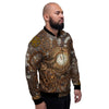 Steampunk Gears Clock Print Men's Bomber Jacket-grizzshop