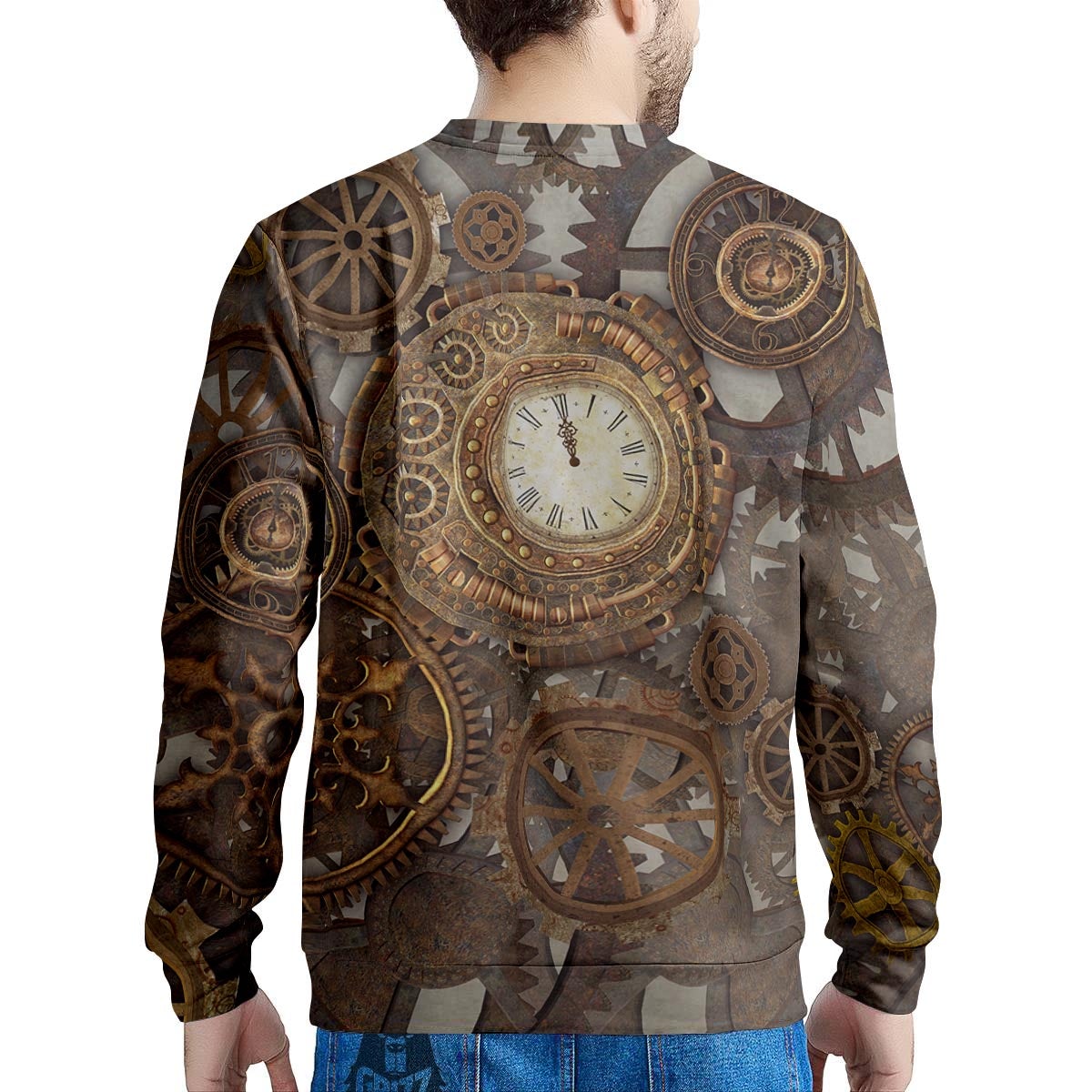 Steampunk Gears Clock Print Men's Sweatshirt-grizzshop