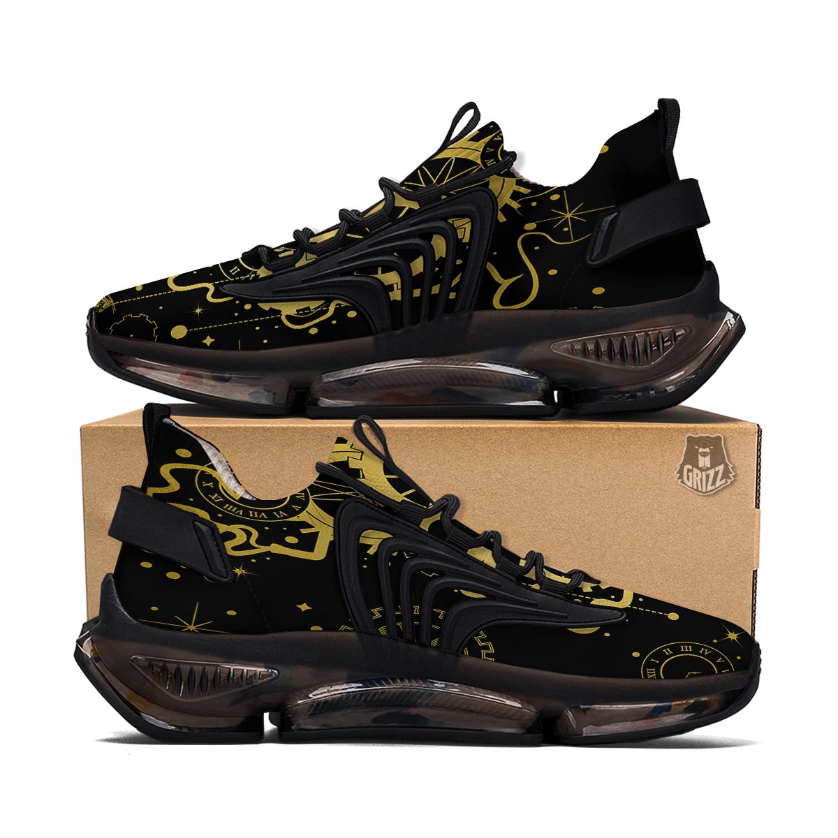 Steampunk Gears Metal Print Black Gym Shoes-grizzshop