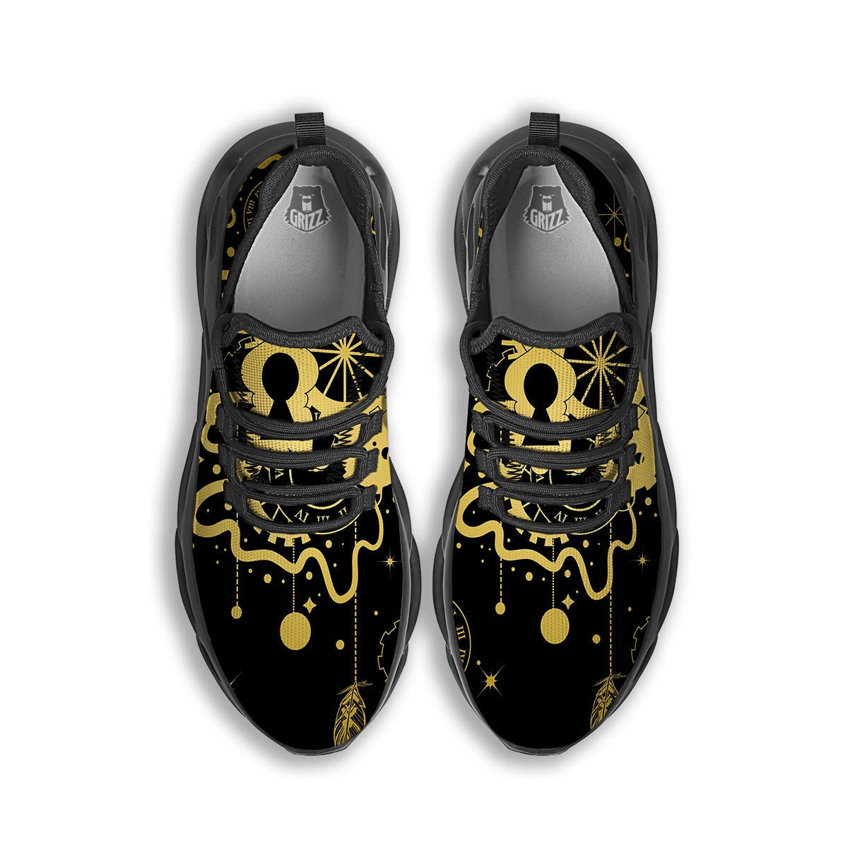 Steampunk Gears Metal Print Black Running Shoes-grizzshop