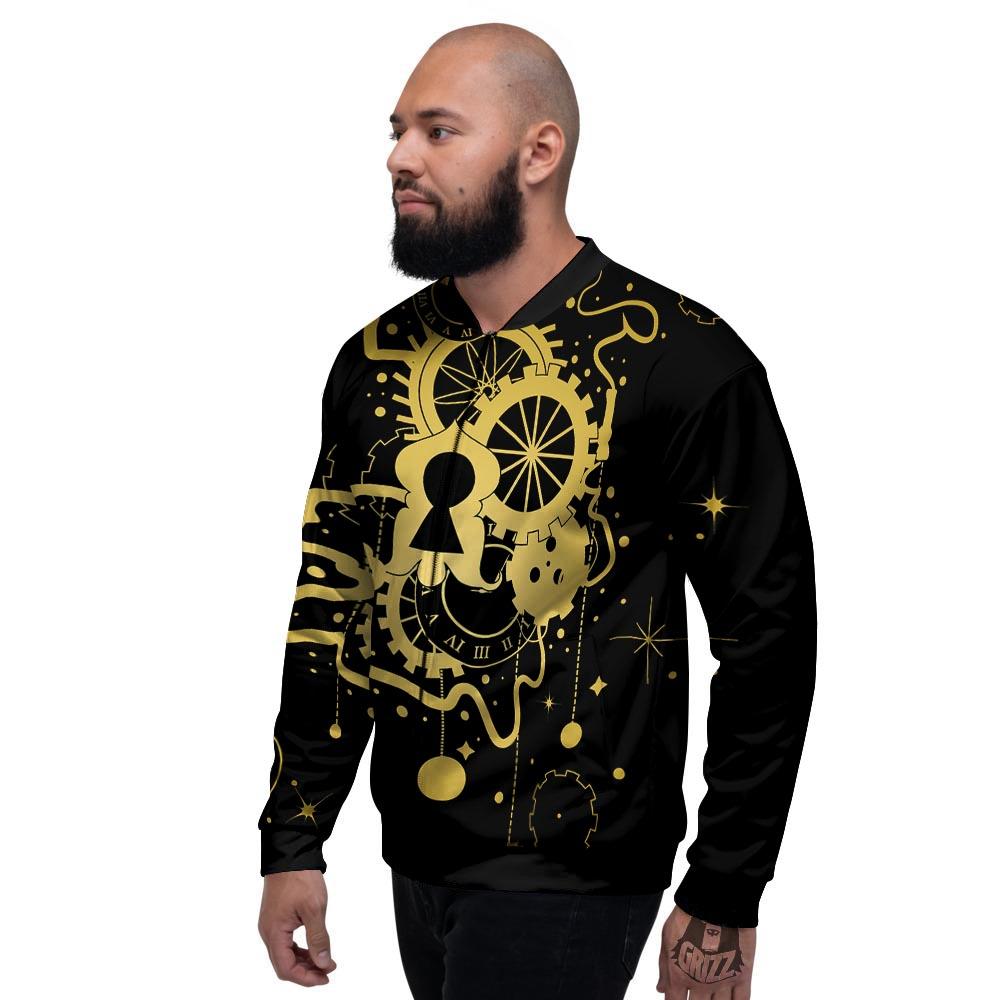 Steampunk Gears Metal Print Men's Bomber Jacket-grizzshop