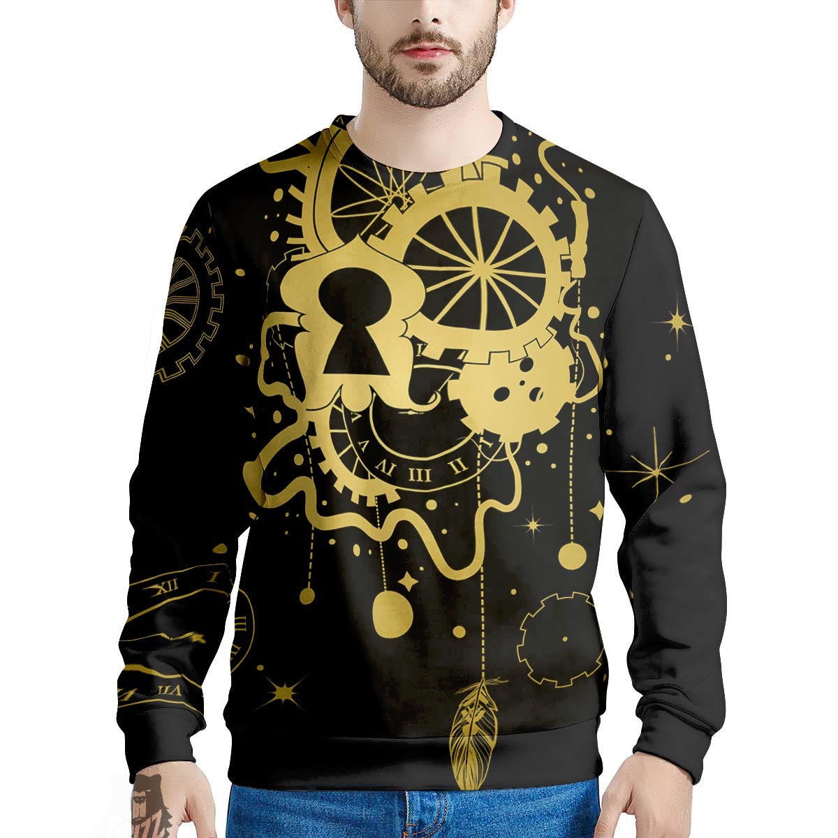 Steampunk Gears Metal Print Men's Sweatshirt-grizzshop