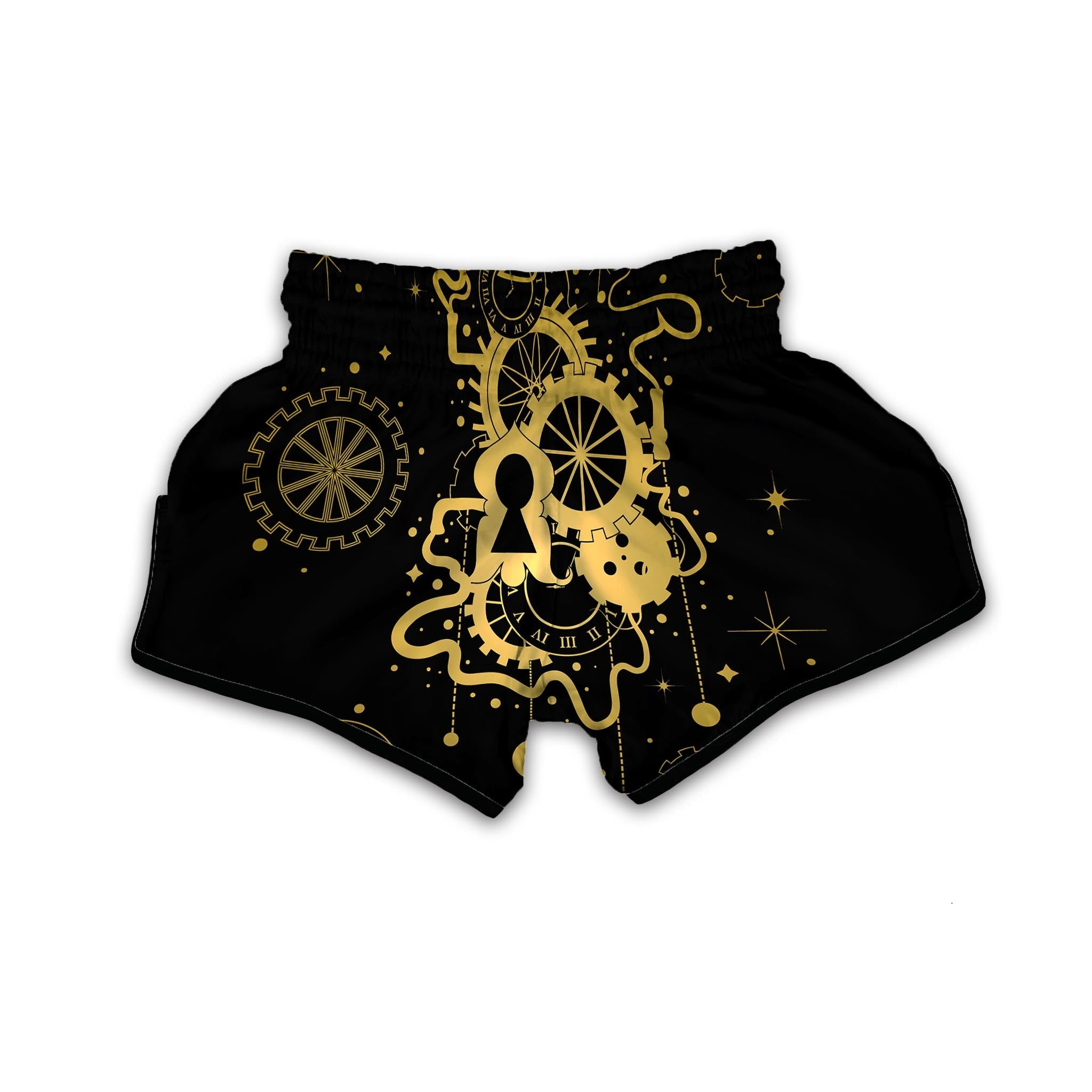 Steampunk Gears Metal Print Muay Thai Boxing Shorts-grizzshop