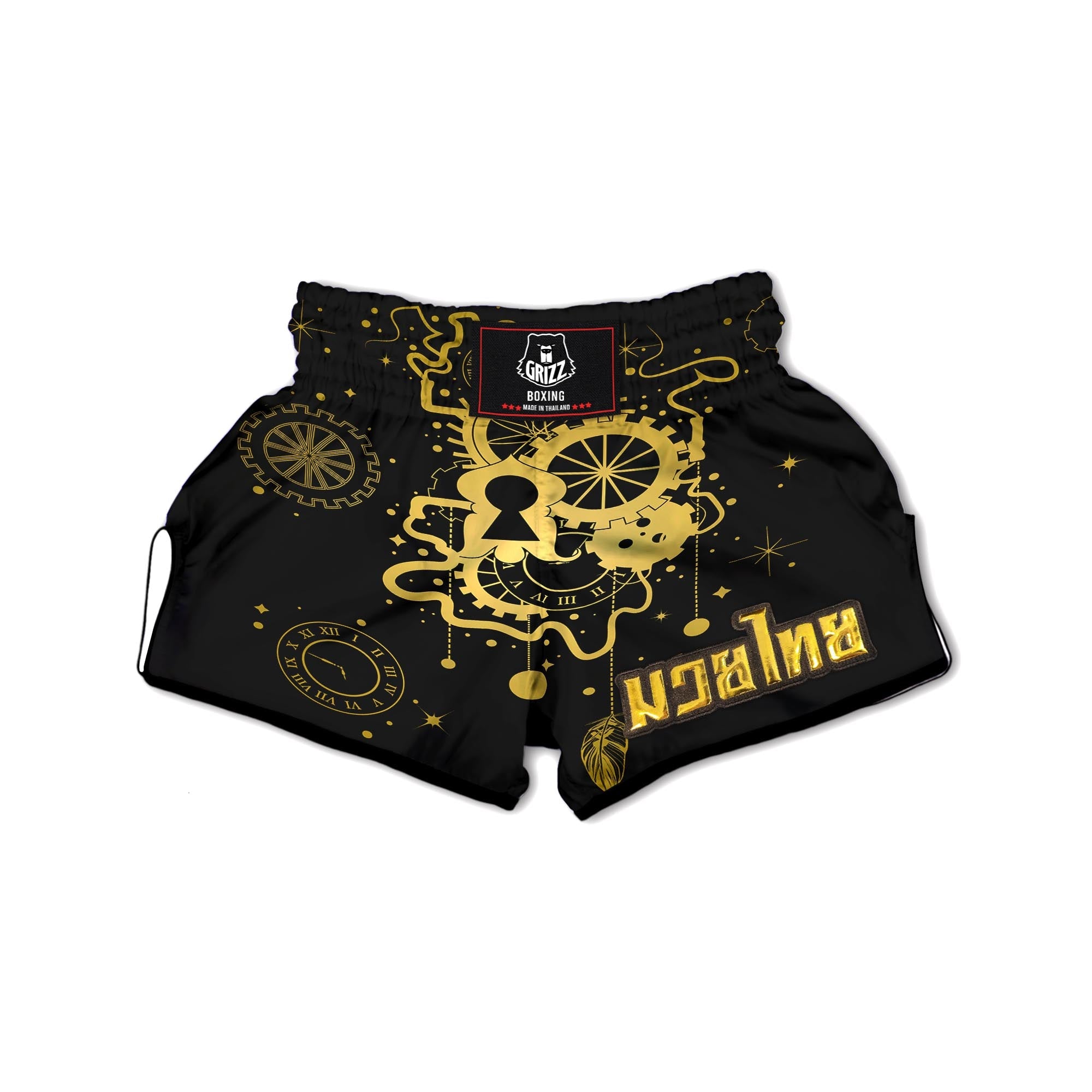 Steampunk Gears Metal Print Muay Thai Boxing Shorts-grizzshop