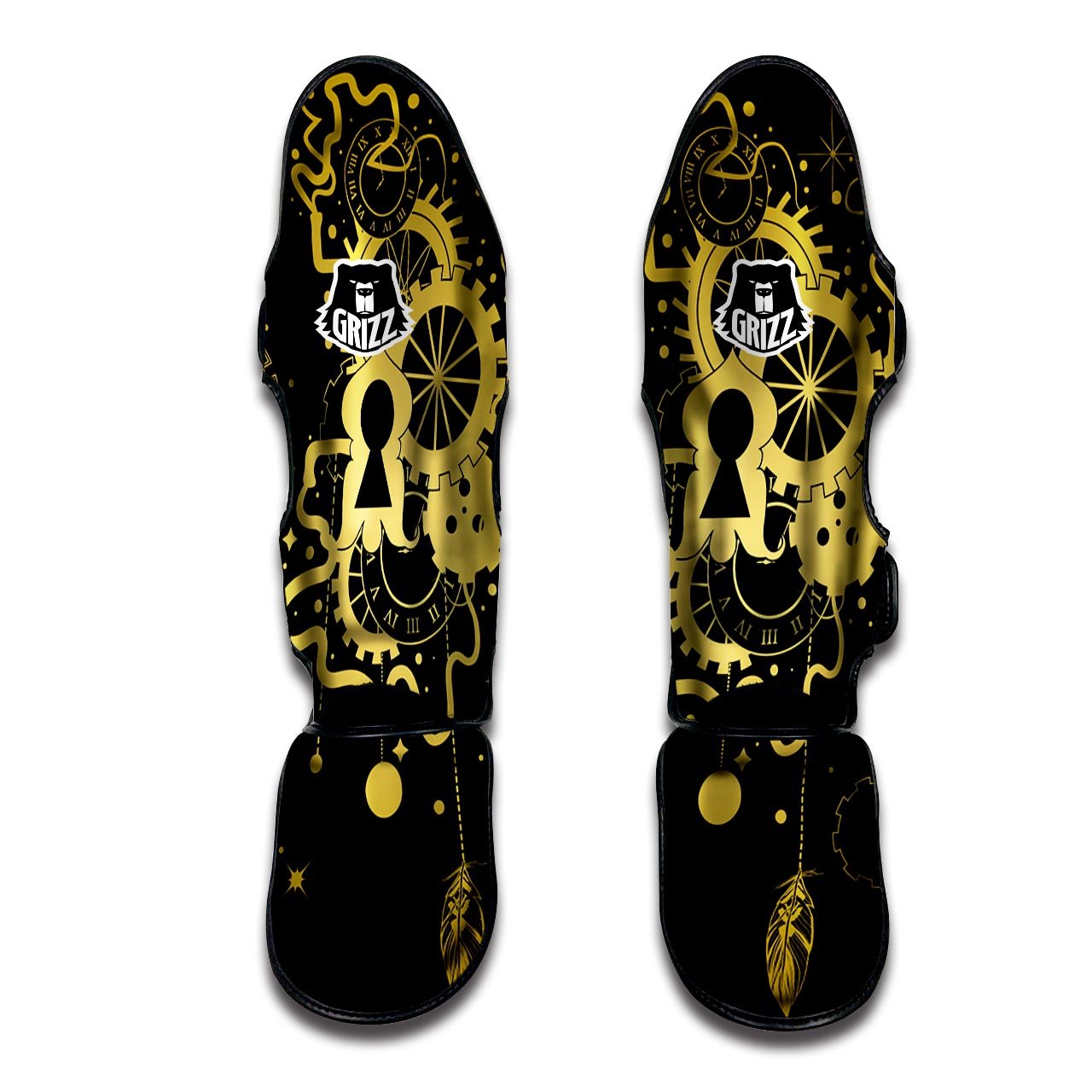 Steampunk Gears Metal Print Muay Thai Shin Guards-grizzshop