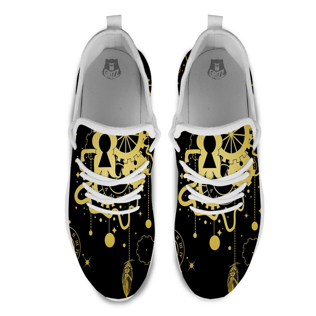 Steampunk Gears Metal Print White Athletic Shoes-grizzshop