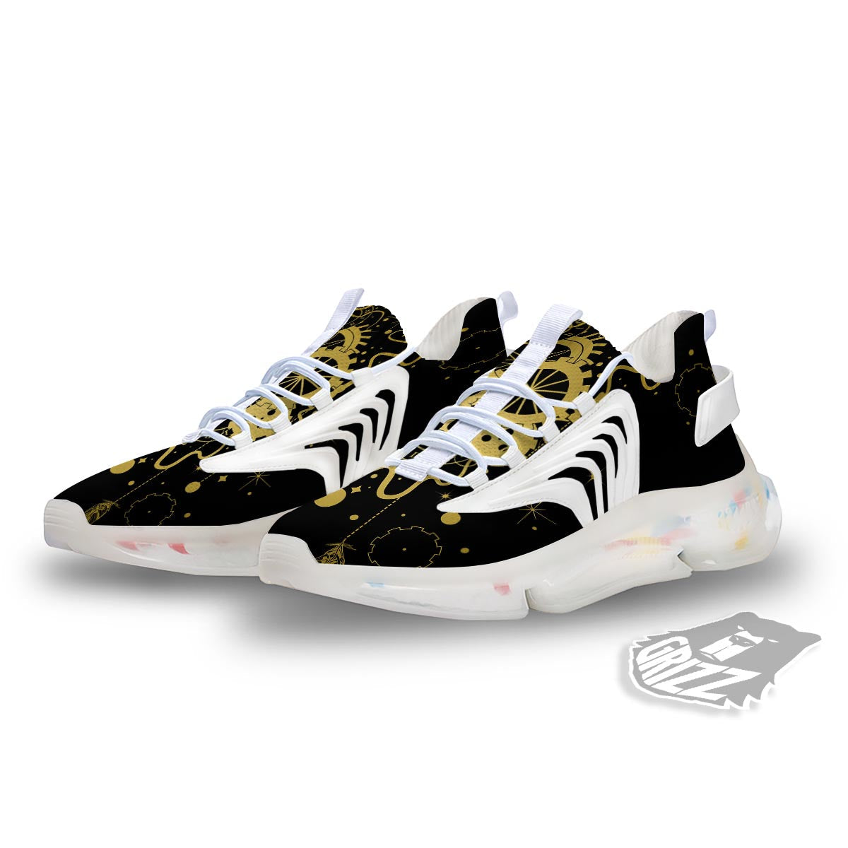 Steampunk Gears Metal Print White Gym Shoes-grizzshop