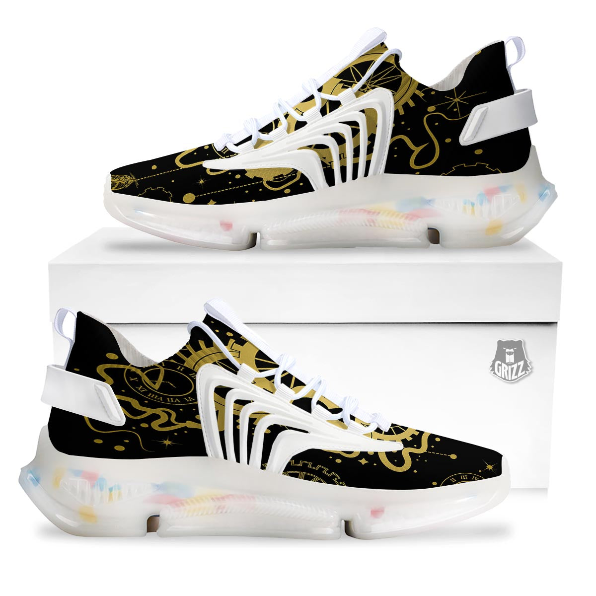 Steampunk Gears Metal Print White Gym Shoes-grizzshop