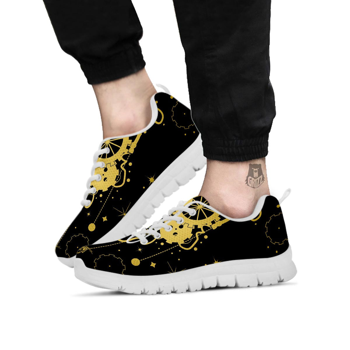 Steampunk Gears Metal Print White Sneaker-grizzshop