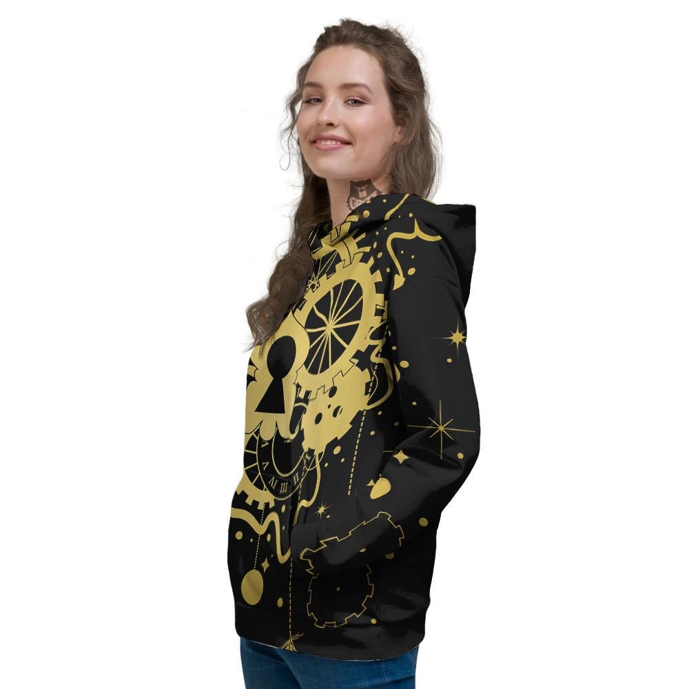 Steampunk Gears Metal Print Women's Hoodie-grizzshop