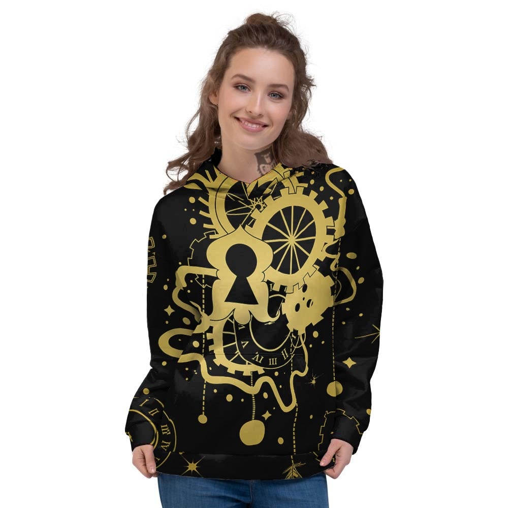 Steampunk Gears Metal Print Women's Hoodie-grizzshop