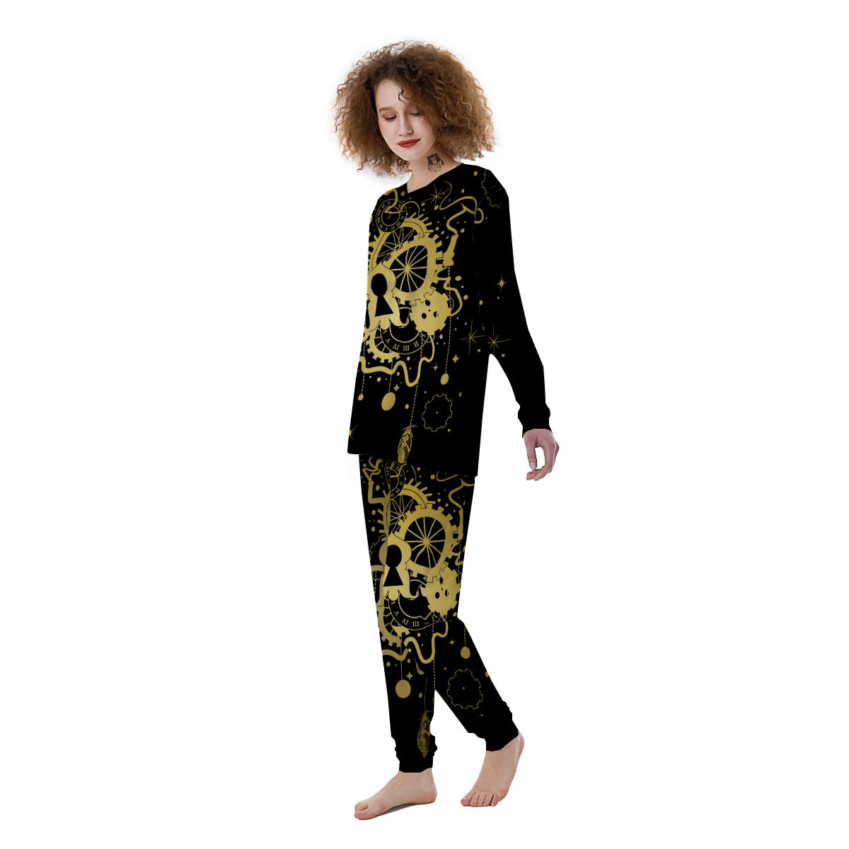 Steampunk Gears Metal Print Women's Pajamas-grizzshop