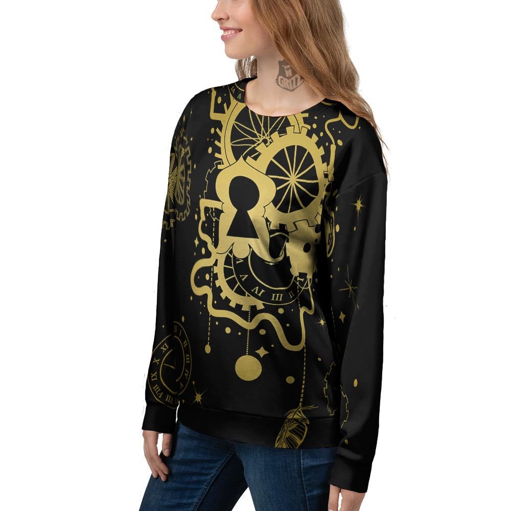 Steampunk Gears Metal Print Women's Sweatshirt-grizzshop