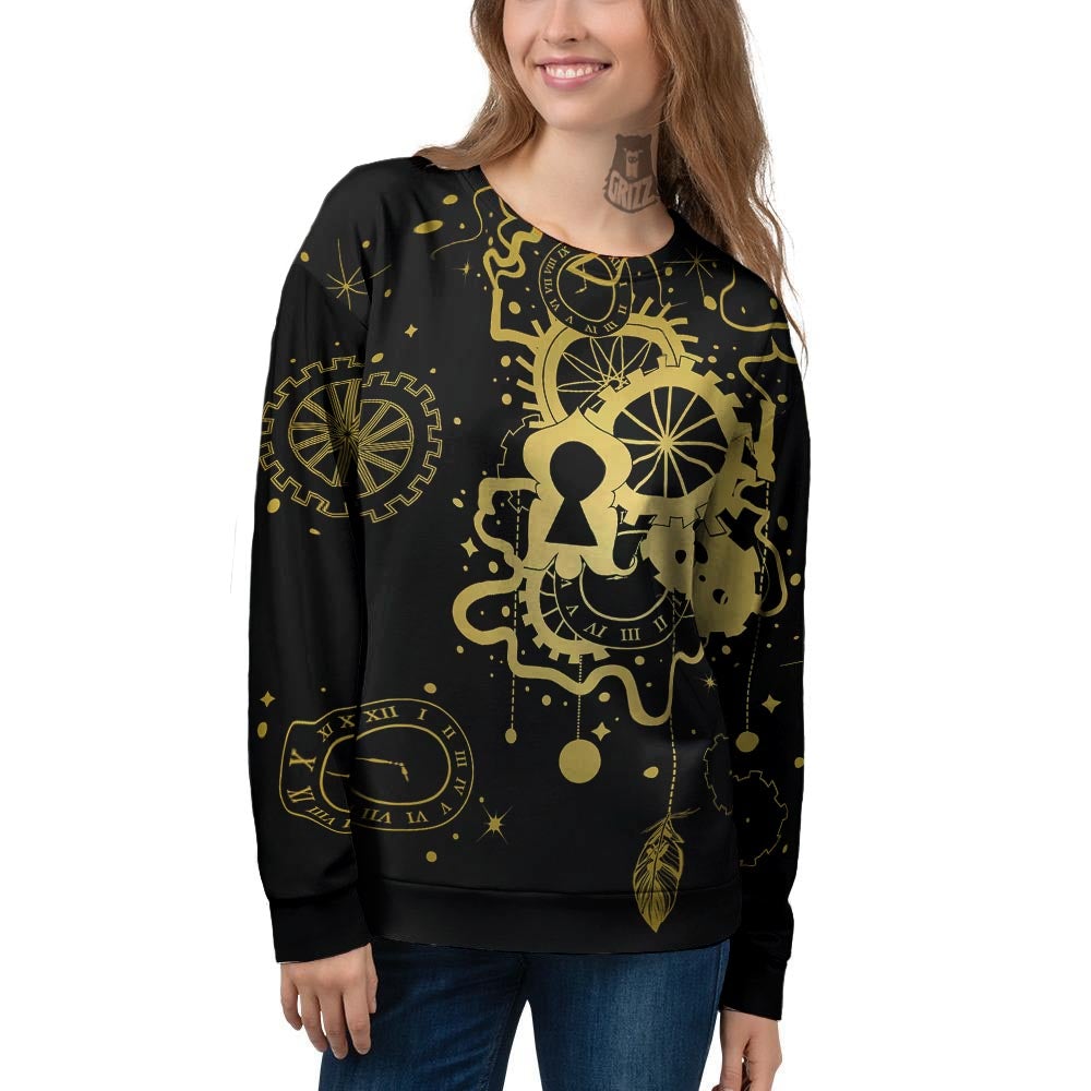 Steampunk Gears Metal Print Women's Sweatshirt-grizzshop