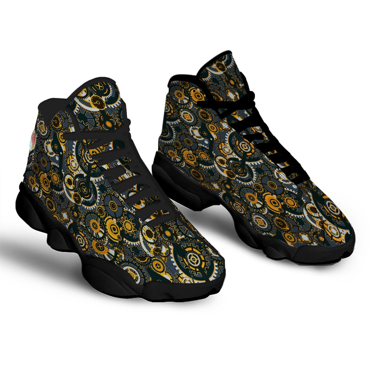 Steampunk Gears Print Pattern Black Basketball Shoes-grizzshop